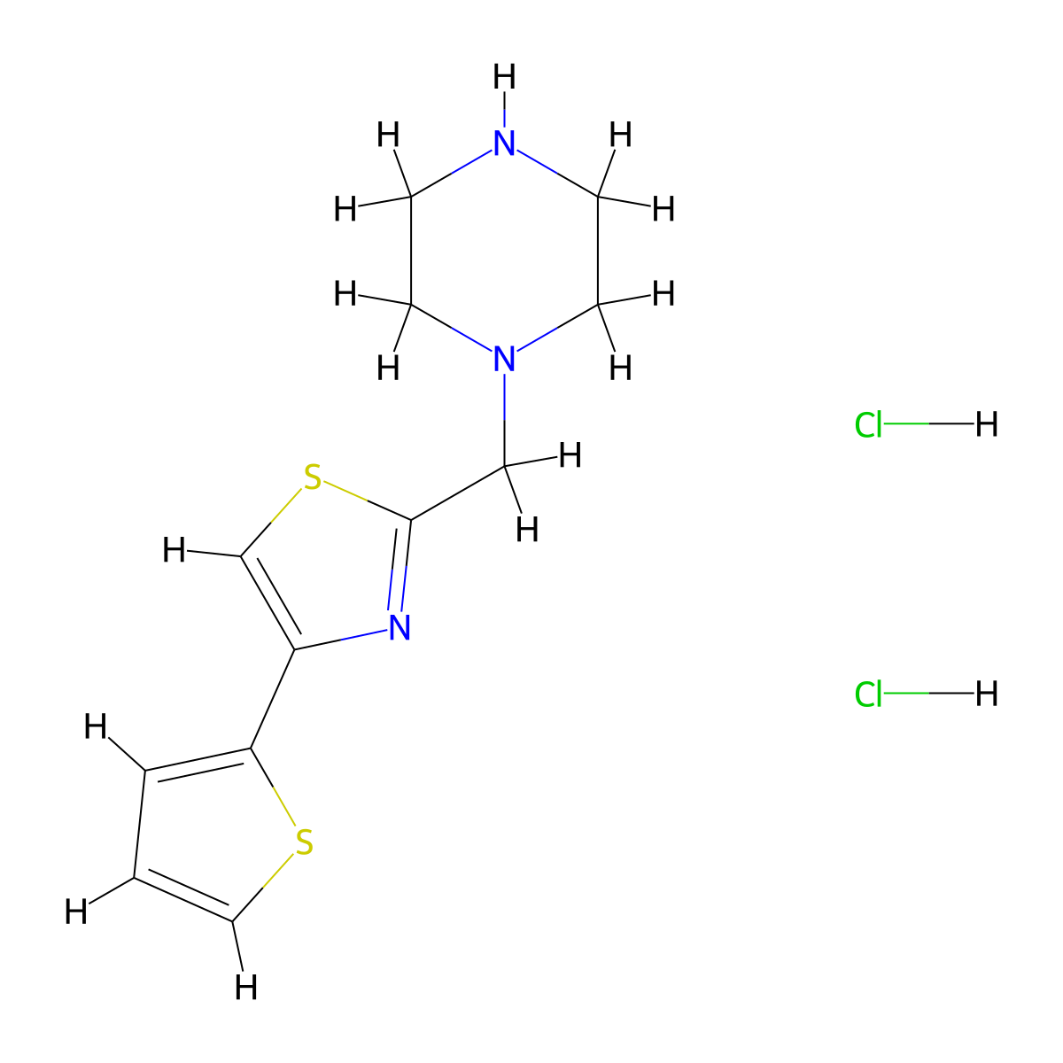 2-(Piperazin-1-ylmethyl)-4-(thiophen-2-yl)thiazole dihydrochloride molecular structure, CAS 1177319-77-5