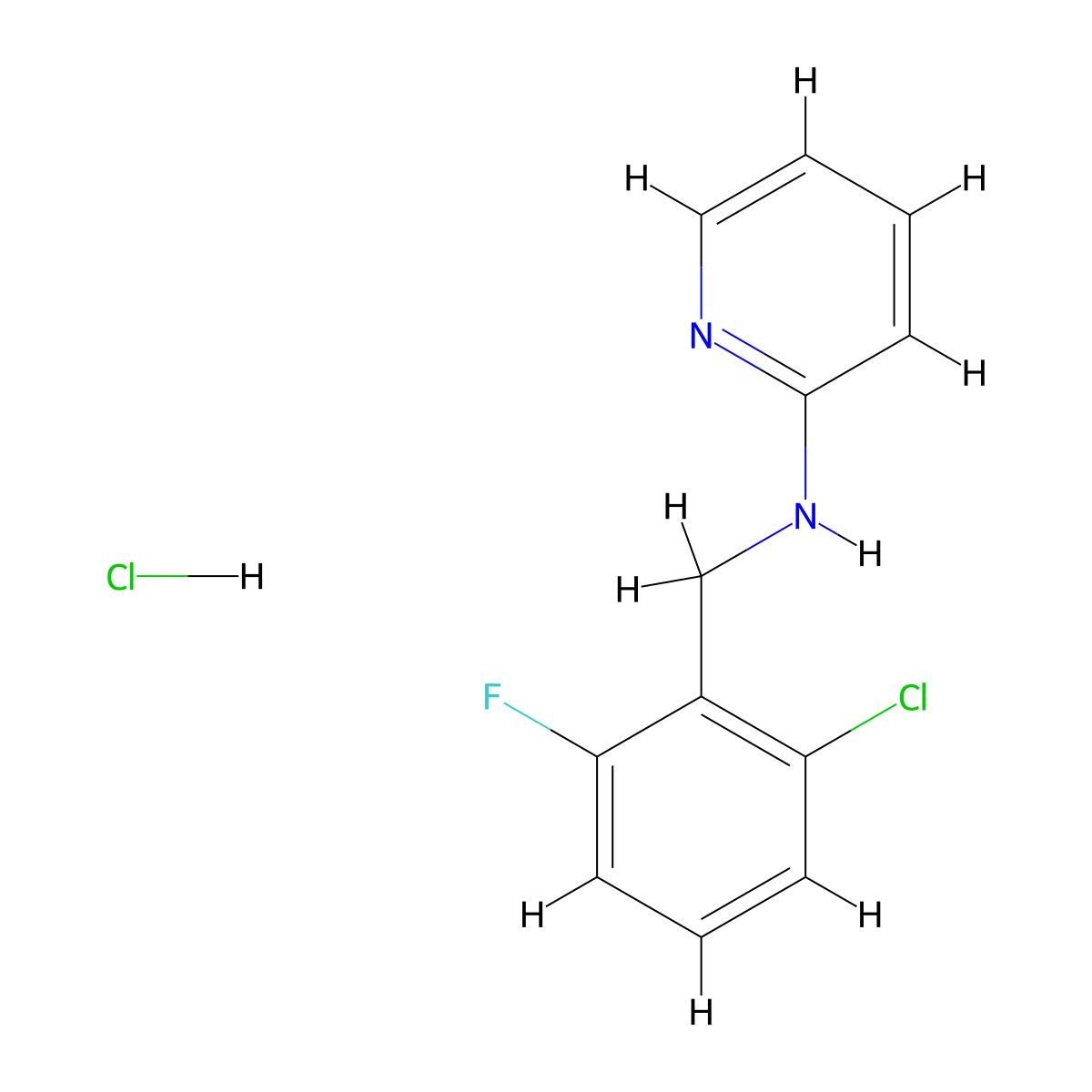 N-[(2-chloro-6-fluorophenyl)methyl]pyridin-2-amine hydrochloride molecular structure, CAS 1177321-71-9