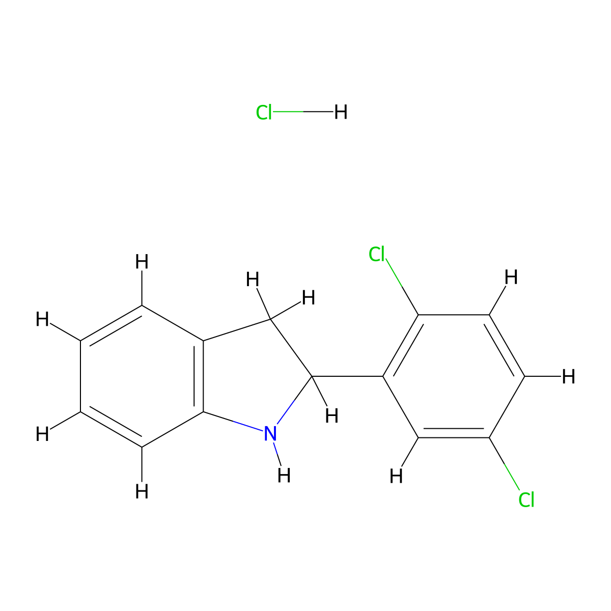 2-(2,5-Dichlorophenyl)indoline, HCl molecular structure, CAS 1177321-77-5