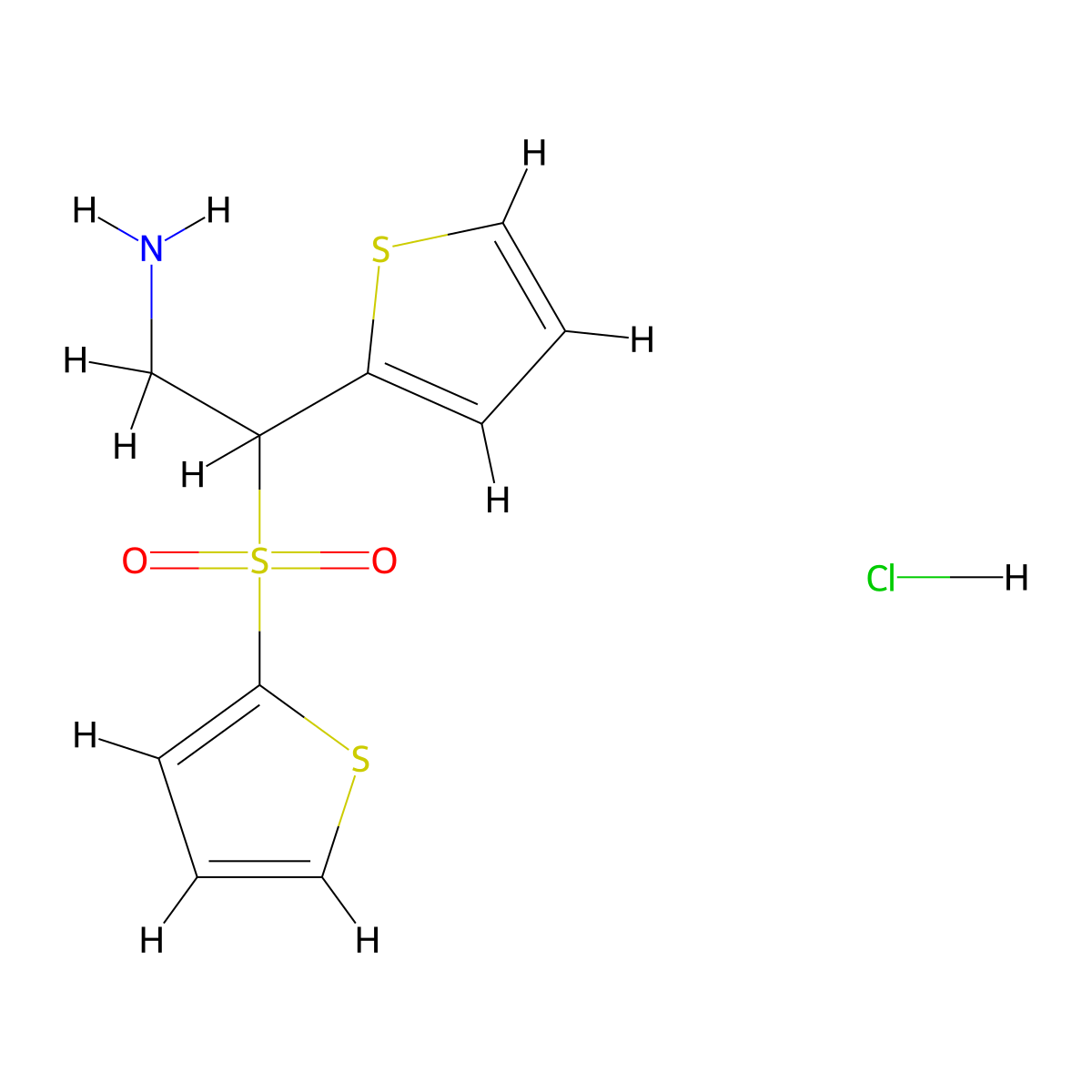 2-(Thiophen-2-yl)-2-(thiophene-2-sulfonyl)ethan-1-amine hydrochloride molecular structure, CAS 1177322-23-4