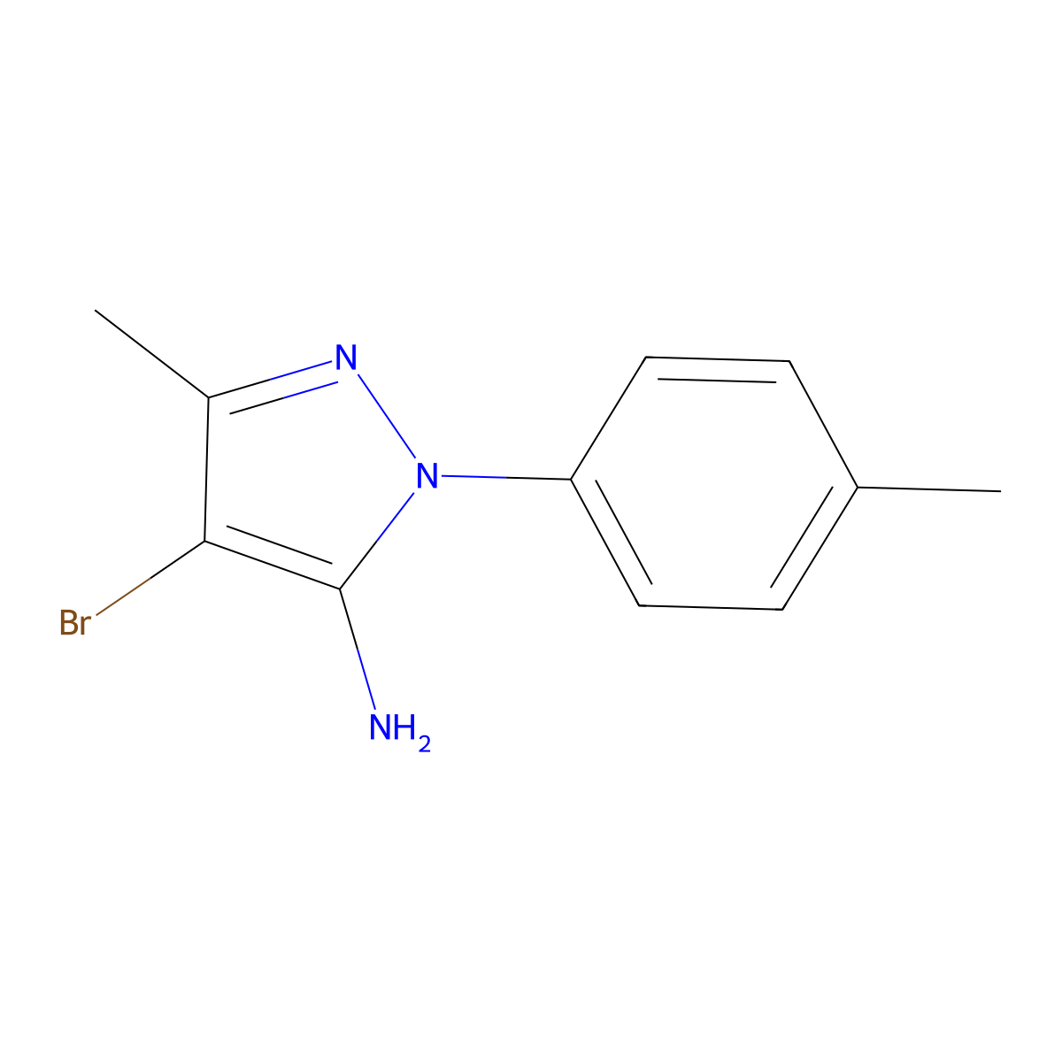 4-Bromo-3-methyl-1-(4-methylphenyl)-1H-pyrazol-5-amine molecular structure, CAS 1177324-20-7