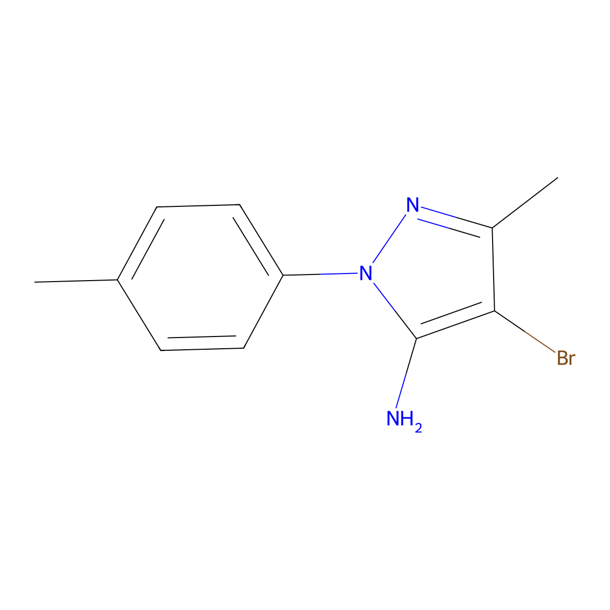 4-Bromo-3-methyl-1-(4-methylphenyl)-1H-pyrazol-5-amine molecular structure, CAS 1177324-20-7