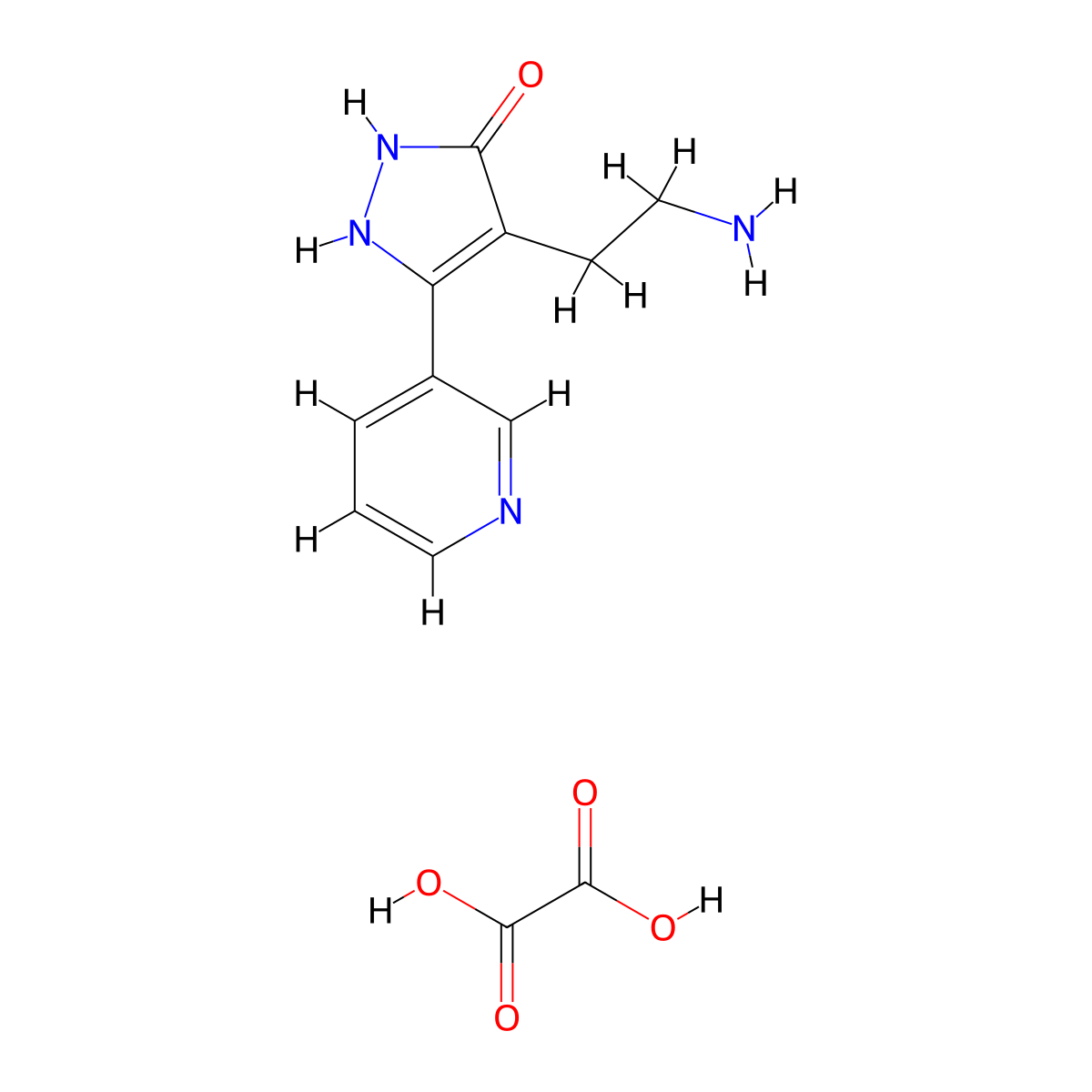 4-(2-aminoethyl)-5-pyridin-3-yl-1,2-dihydro-3H-pyrazol-3-one oxalate molecular structure, CAS 1177324-25-2