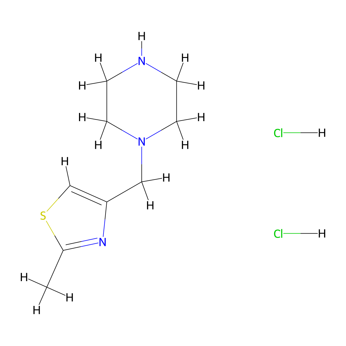 1-[(2-Methyl-1,3-thiazol-4-yl)methyl]piperazine dihydrochloride molecular structure, CAS 1177324-53-6