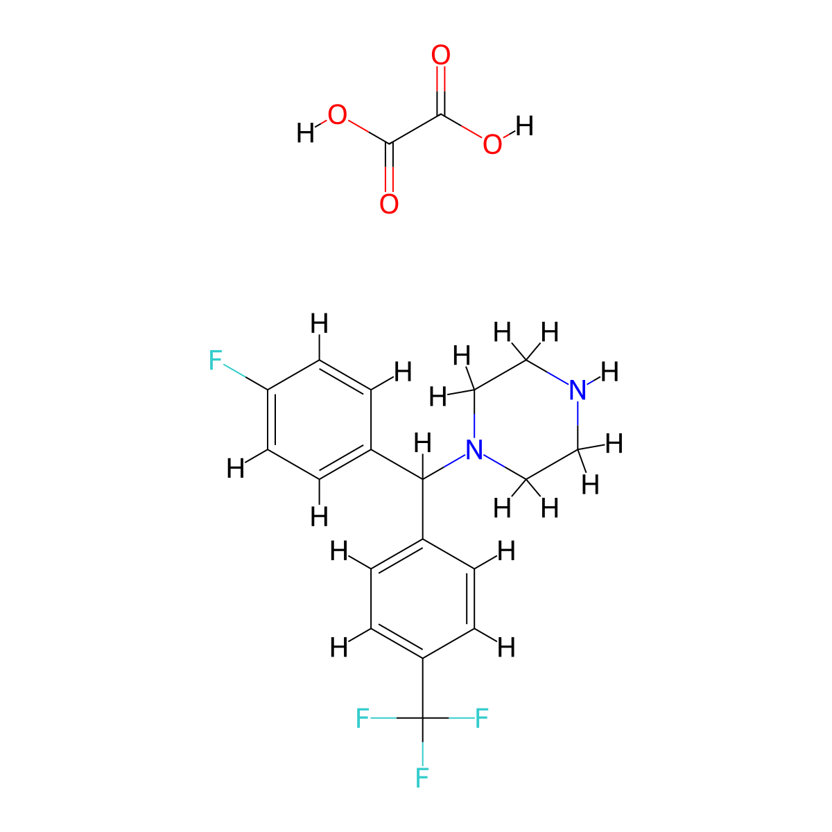 1-((4-Fluorophenyl)[4-(trifluoromethyl)phenyl]methyl)piperazine oxalate molecular structure, CAS 1177325-77-7