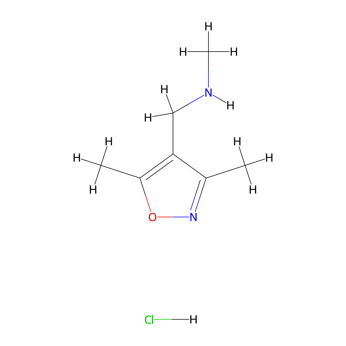 ((Dimethyl-1,2-oxazol-4-yl)methyl)(methyl)amine hydrochloride molecular structure, CAS 1177326-01-0