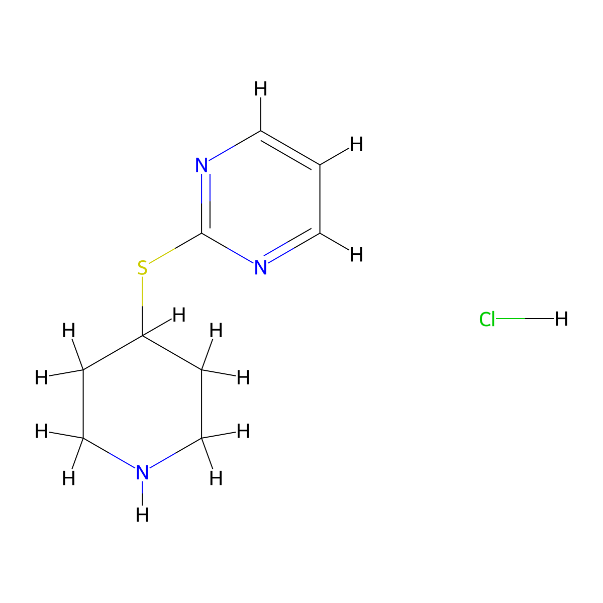 2-(Piperidin-4-ylthio)pyrimidine hydrochloride molecular structure, CAS 1177326-46-3