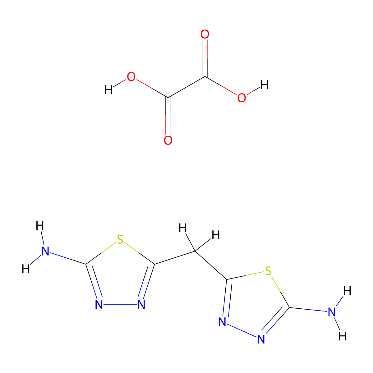 5-[(5-Amino-1,3,4-thiadiazol-2-YL)methyl]-1,3,4-thiadiazol-2-ylamine oxalate molecular structure, CAS 1177328-21-0