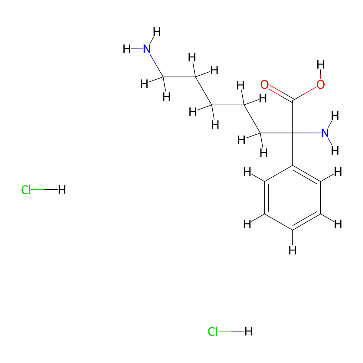 2,7-Diamino-2-phenylheptanoic acid dihydrochloride molecular structure, CAS 1177328-53-8