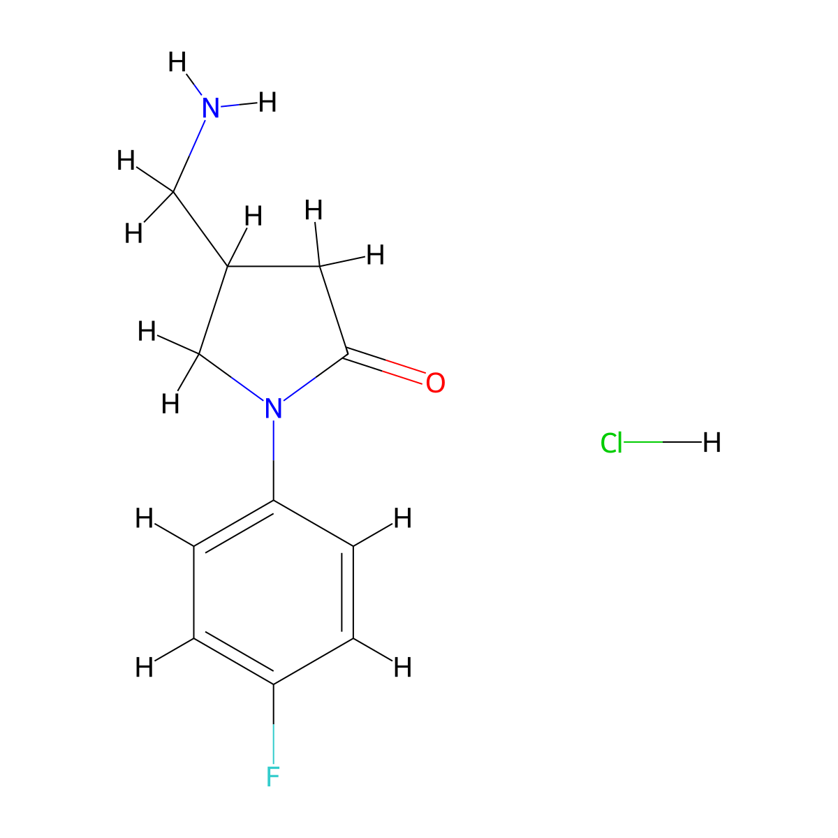 4-(Aminomethyl)-1-(4-fluorophenyl)pyrrolidin-2-one hydrochloride molecular structure, CAS 1177329-69-9