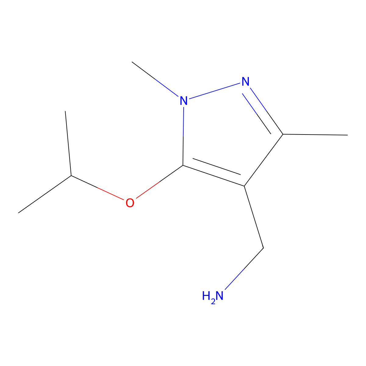 1-[1,3-dimethyl-5-(propan-2-yloxy)-1H-pyrazol-4-yl]methanamine molecular structure, CAS 1177329-95-1