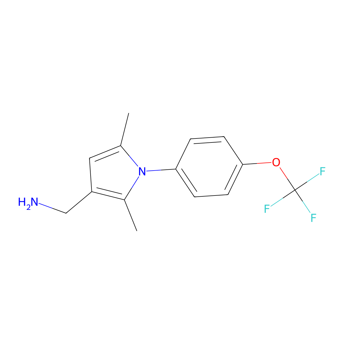 ((2,5-Dimethyl-1-[4-(trifluoromethoxy)phenyl]-1H-pyrrol-3-YL)methyl)amine molecular structure, CAS 1177331-19-9