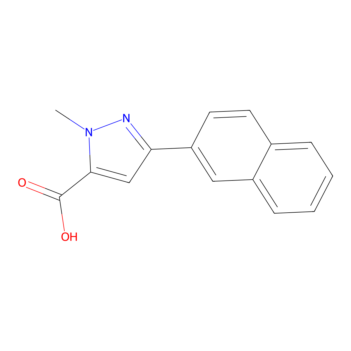 1-methyl-3-(2-naphthyl)-1{H}-pyrazole-5-carboxylic acid molecular structure, CAS 1177331-73-5