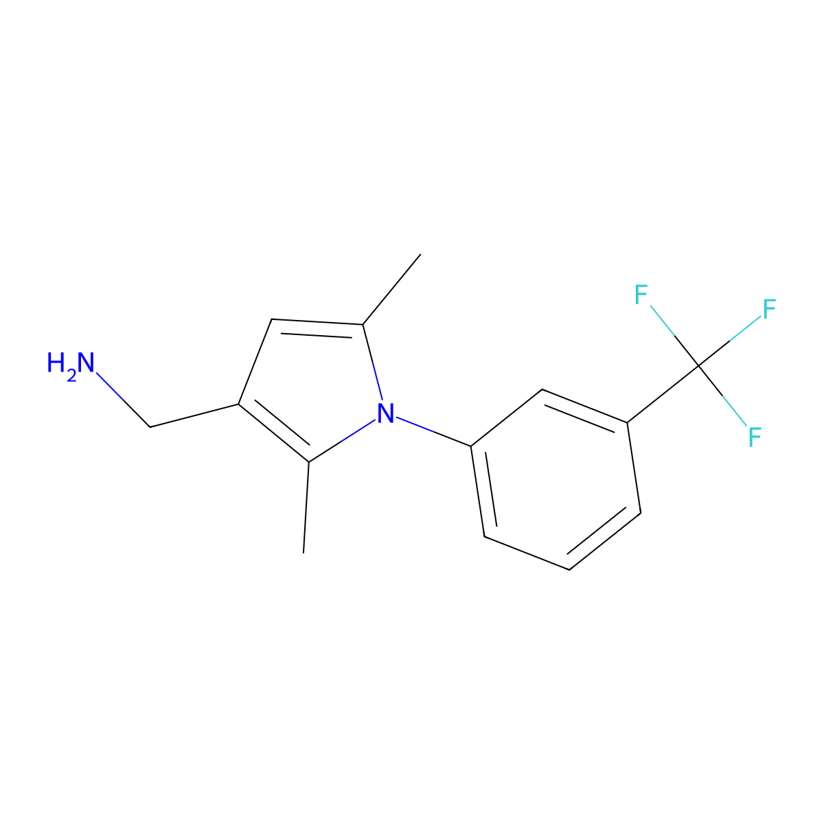 ((2,5-Dimethyl-1-[3-(trifluoromethyl)phenyl]-1H-pyrrol-3-YL)methyl)amine molecular structure, CAS 1177333-44-6