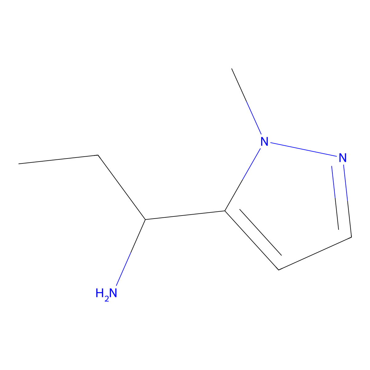 1-(1-methyl-1H-pyrazol-5-yl)propan-1-amine molecular structure, CAS 1177334-24-5