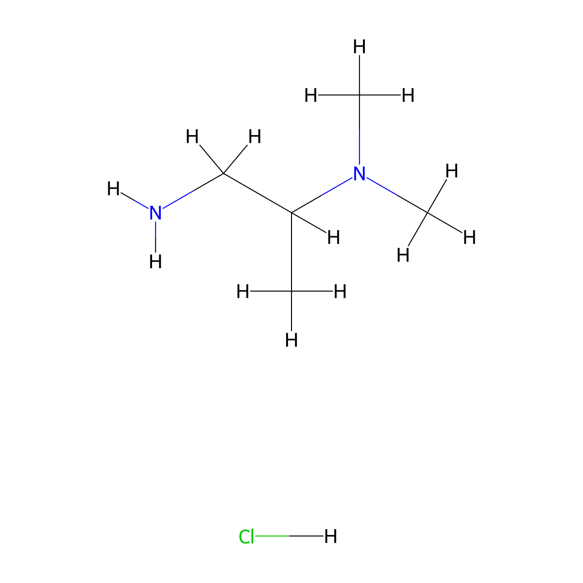 (1-Aminopropan-2-yl)dimethylamine hydrochloride molecular structure, CAS 1177335-06-6