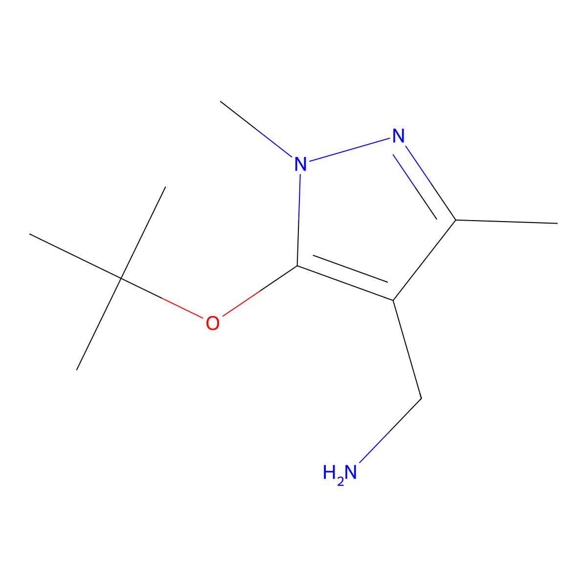 1-[5-(tert-butoxy)-1,3-dimethyl-1H-pyrazol-4-yl]methanamine molecular structure, CAS 1177335-68-0