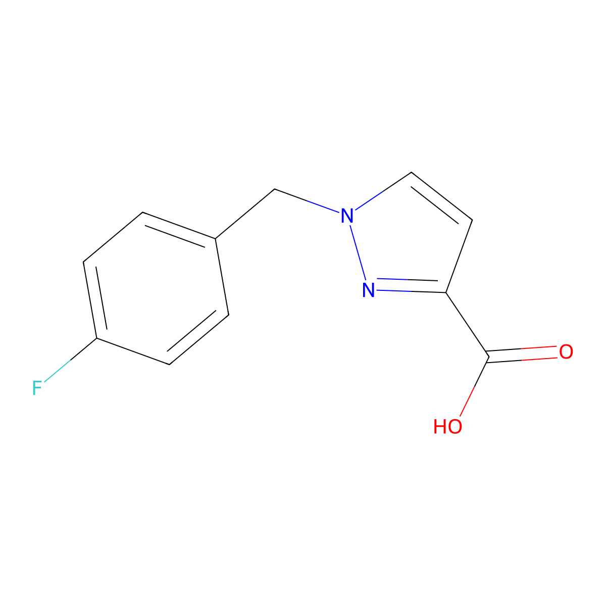 1-(4-Fluorobenzyl)-1H-pyrazole-3-carboxylic acid molecular structure, CAS 1177336-01-4