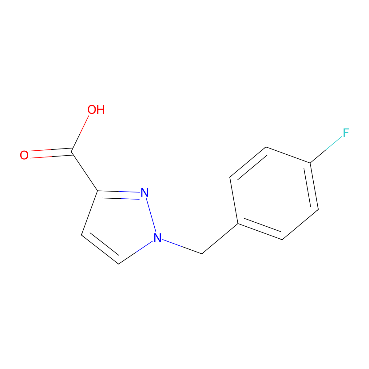 1-(4-Fluorobenzyl)-1H-pyrazole-3-carboxylic acid molecular structure, CAS 1177336-01-4