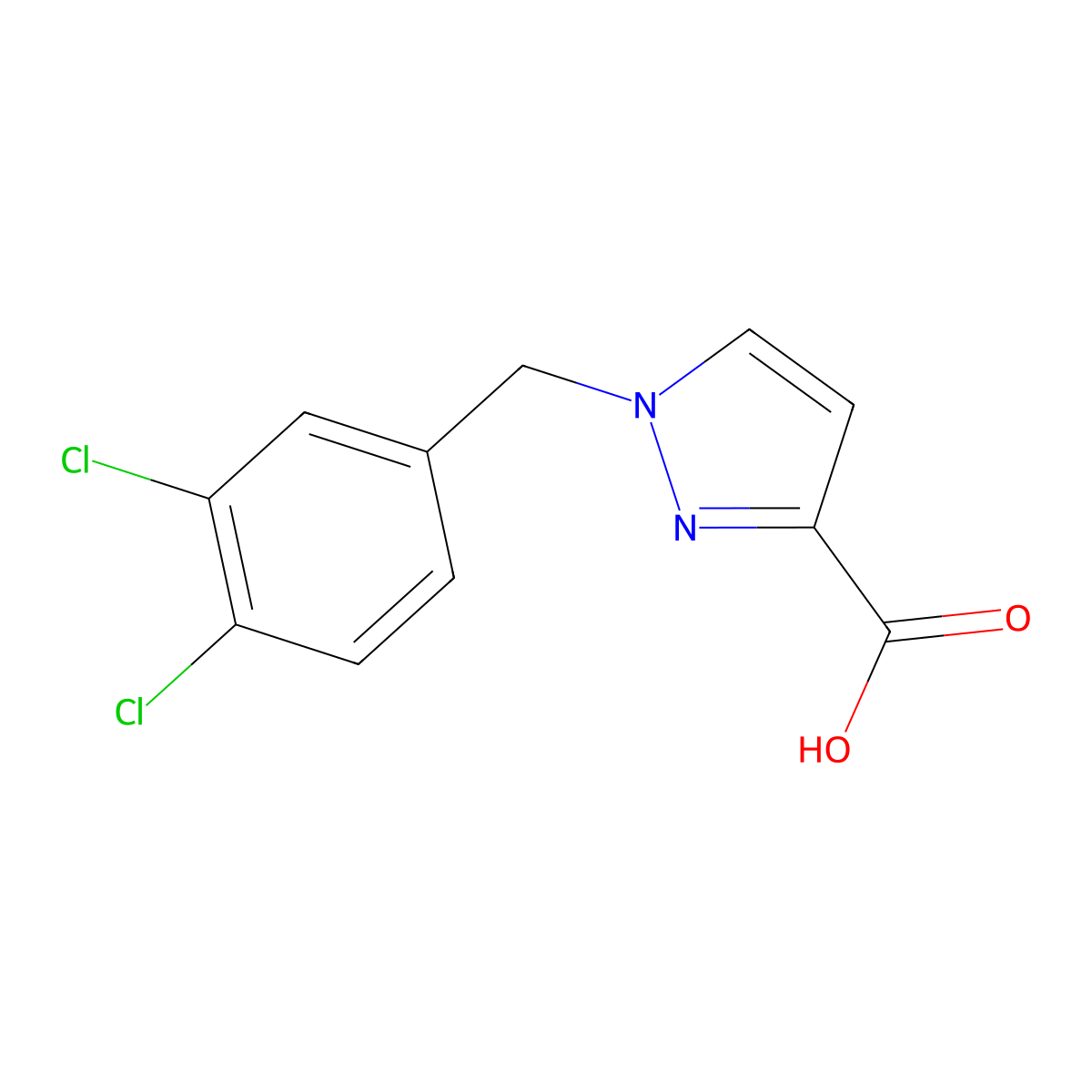 1-(3,4-Dichlorobenzyl)-1H-pyrazole-3-carboxylic acid molecular structure, CAS 1177339-37-5