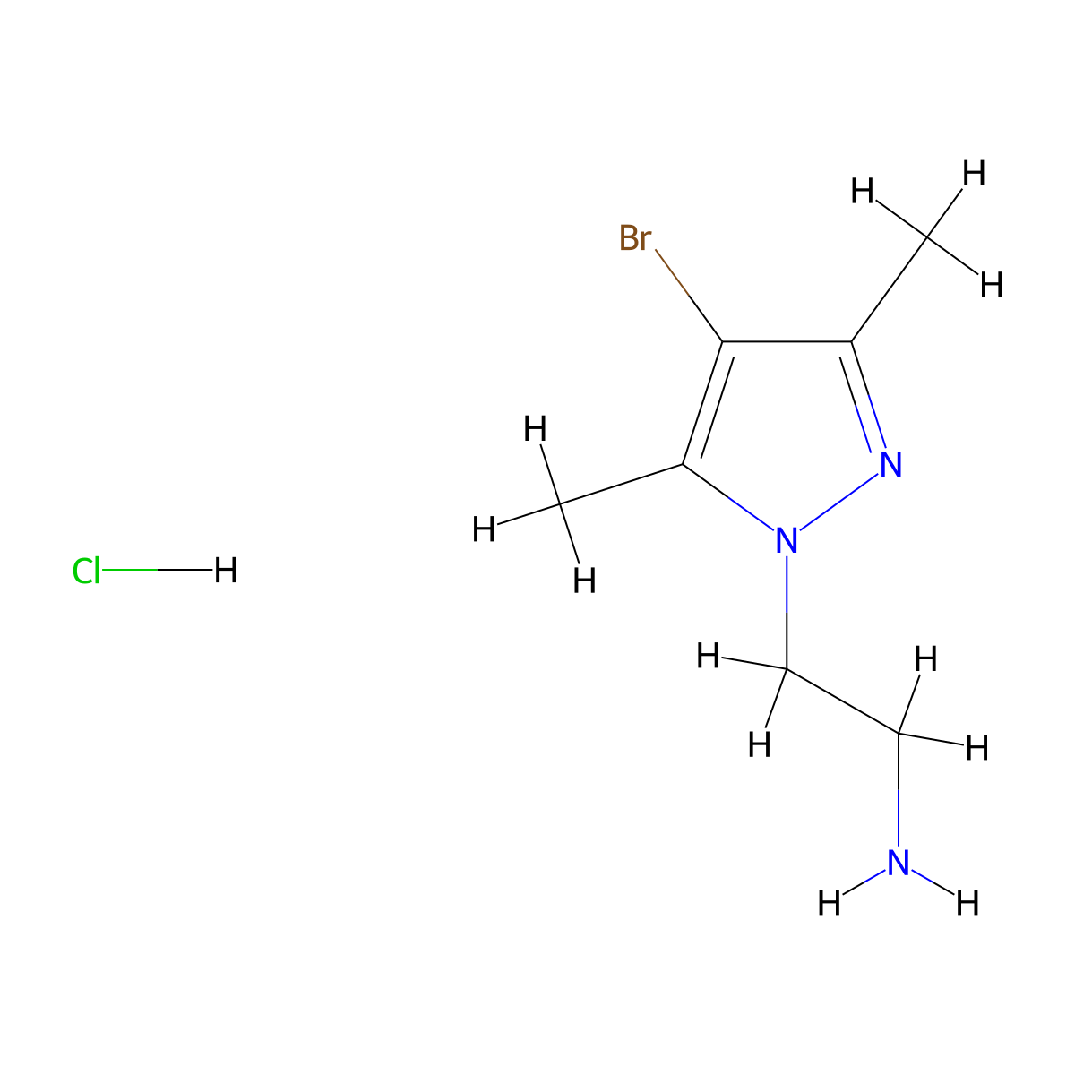 2-(4-Bromo-3,5-dimethyl-1H-pyrazol-1-YL)ethanamine hydrochloride molecular structure, CAS 1177339-63-7