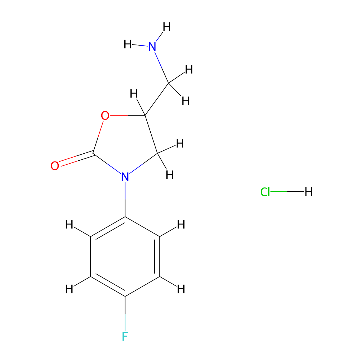 5-(Aminomethyl)-3-(4-fluorophenyl)-1,3-oxazolidin-2-one hydrochloride molecular structure, CAS 1177340-06-5