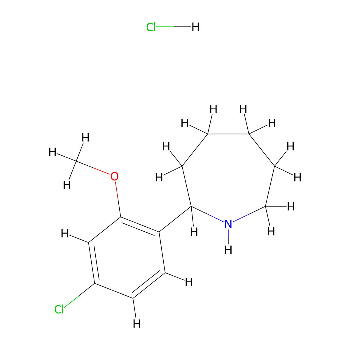 2-(4-Chloro-2-methoxyphenyl)azepane hydrochloride molecular structure, CAS 1177340-33-8