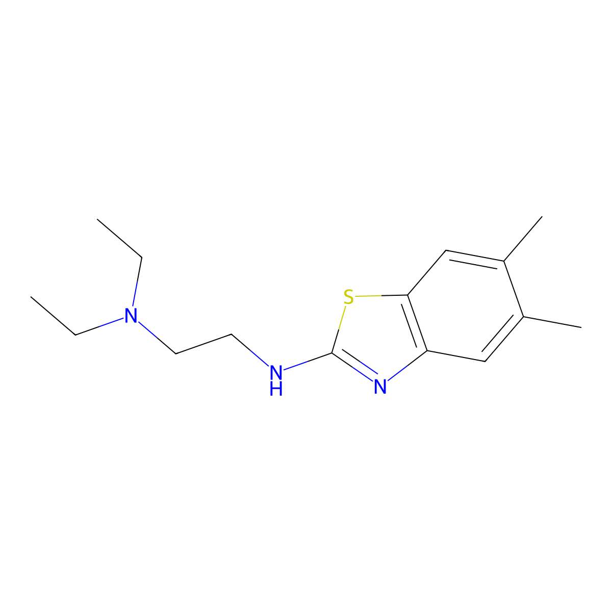 N'-(5,6-dimethyl-1,3-benzothiazol-2-yl)-N,N-diethylethane-1,2-diamine molecular structure, CAS 1177341-12-6