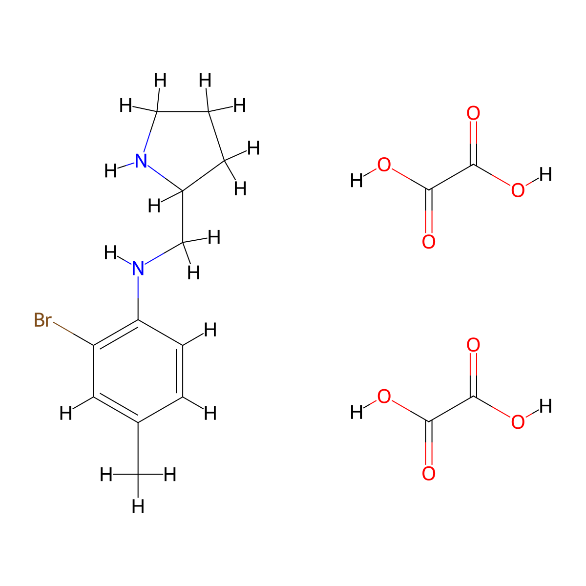 2-bromo-4-methyl-N-(pyrrolidin-2-ylmethyl)aniline dioxalate molecular structure, CAS 1177341-32-0