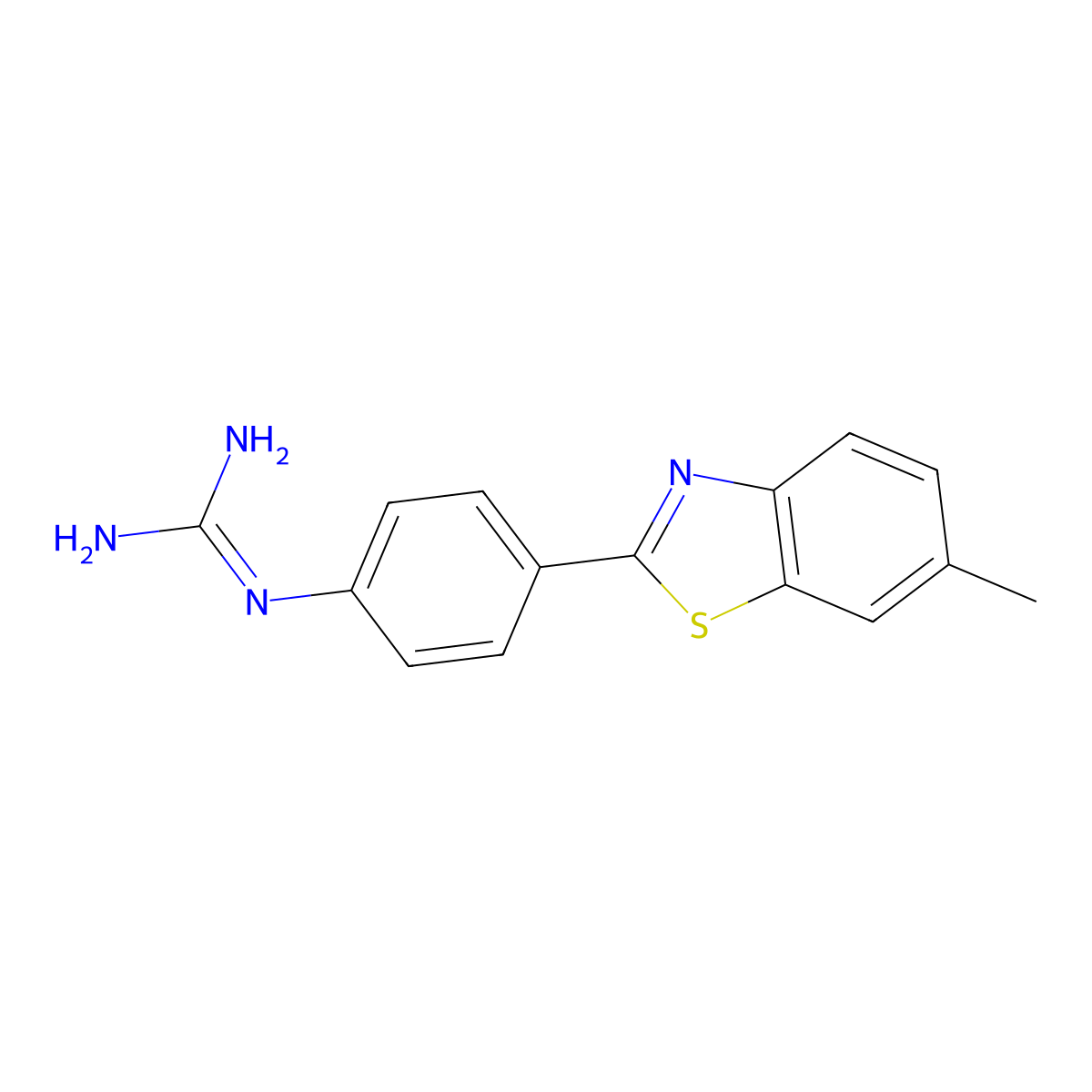 N-[4-(6-methyl-1,3-benzothiazol-2-yl)phenyl]guanidine molecular structure, CAS 1177342-15-2