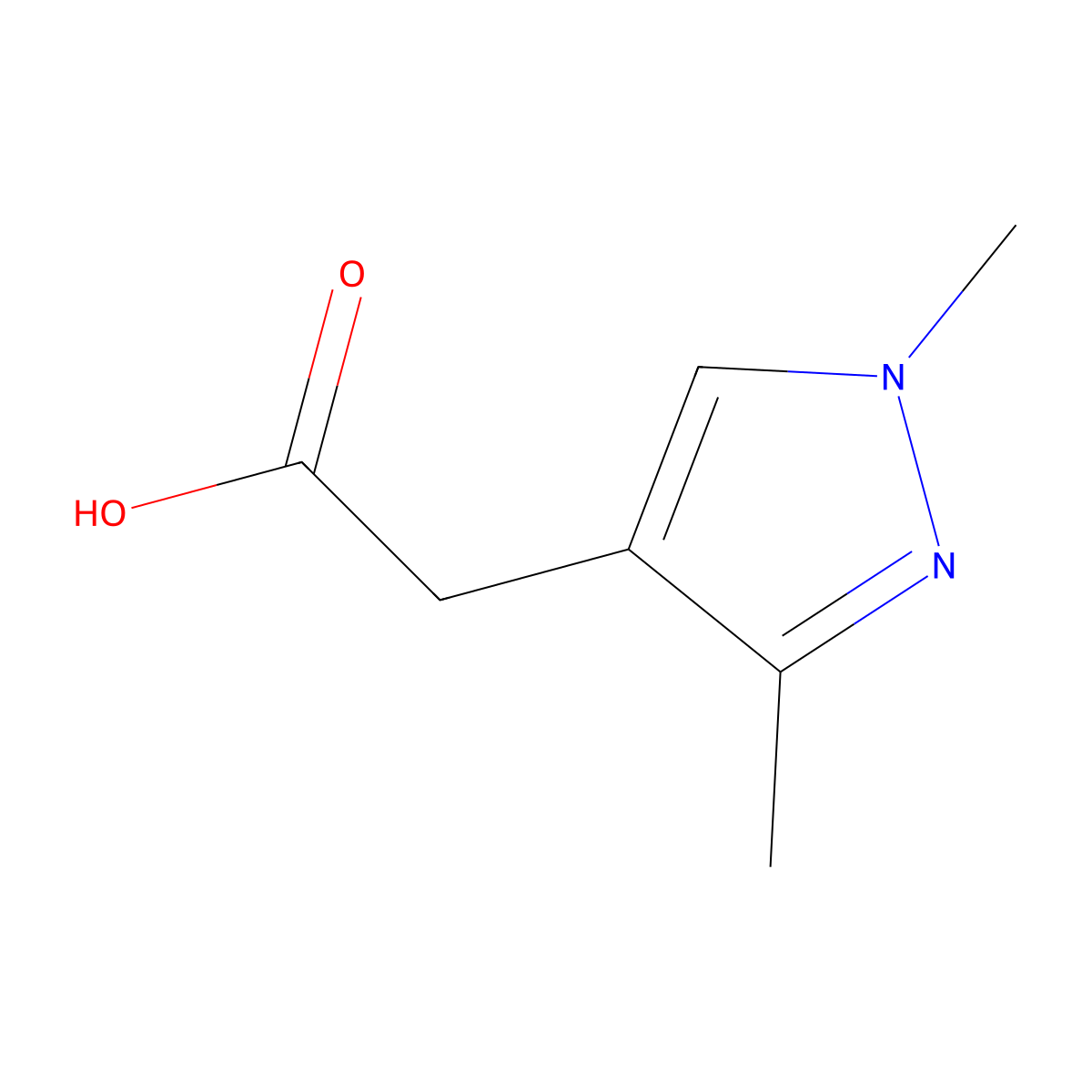 2-(1,3-dimethyl-1H-pyrazol-4-yl)acetic acid molecular structure, CAS 1177342-49-2