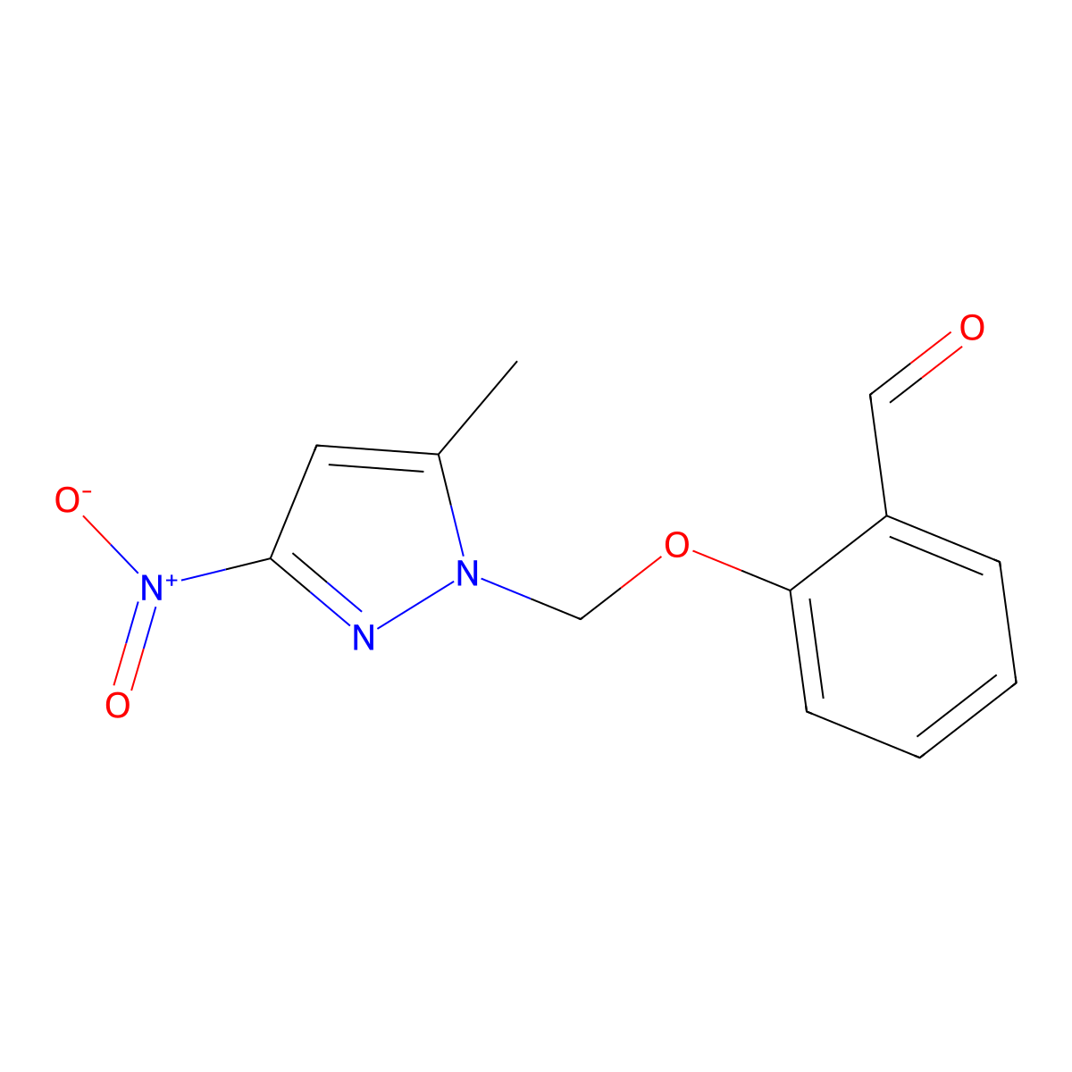 2-[(5-methyl-3-nitro-1H-pyrazol-1-yl)methoxy]benzaldehyde molecular structure, CAS 1177343-92-8