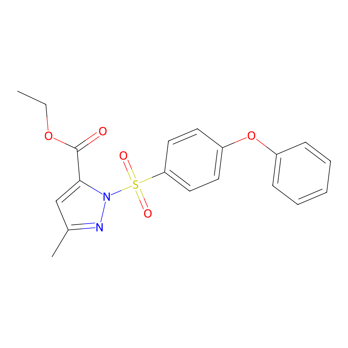 Ethyl 3-methyl-1-(4-phenoxybenzenesulfonyl)-1H-pyrazole-5-carboxylate molecular structure, CAS 1177343-95-1