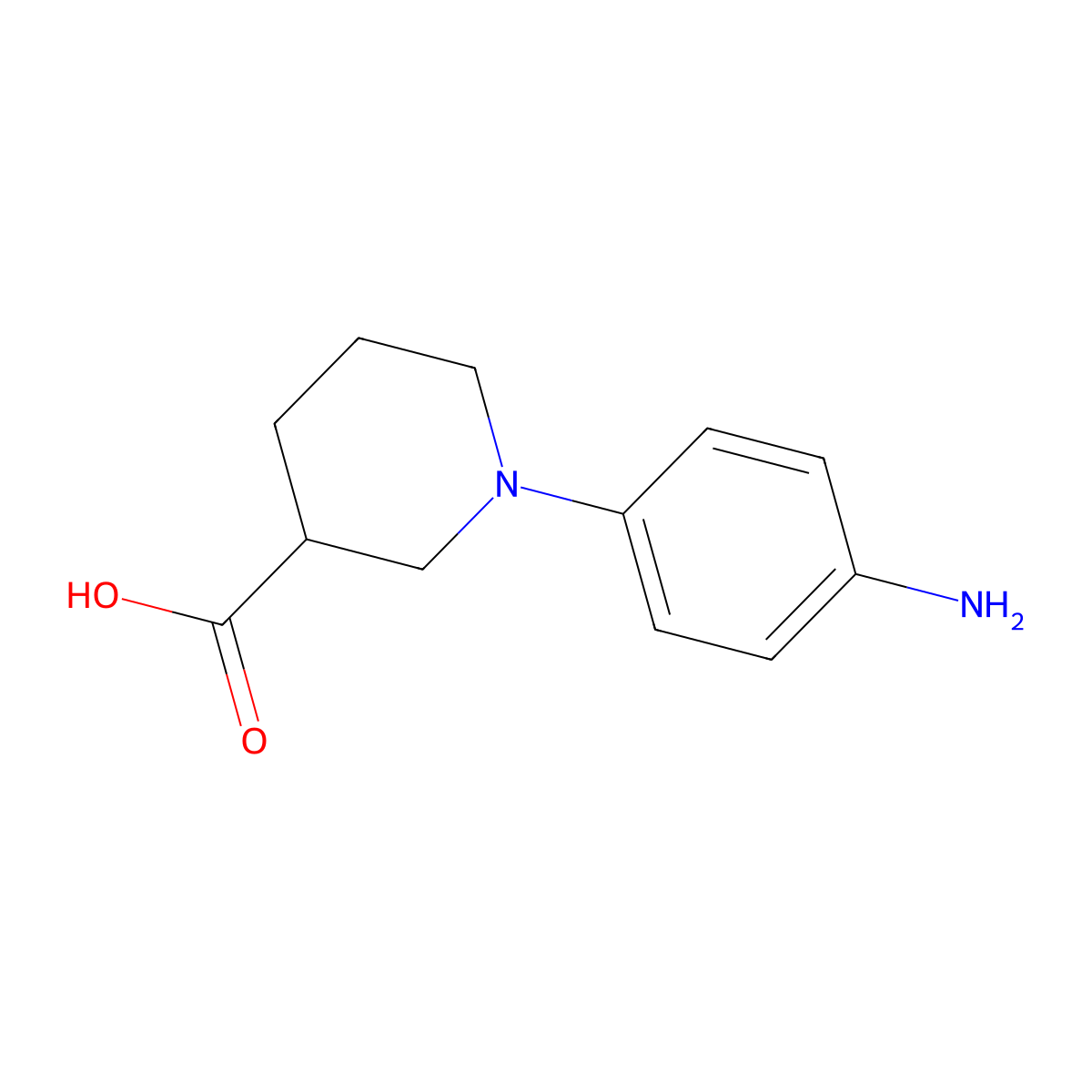 1-(4-Aminophenyl)piperidine-3-carboxylic acid molecular structure, CAS 1177345-22-0