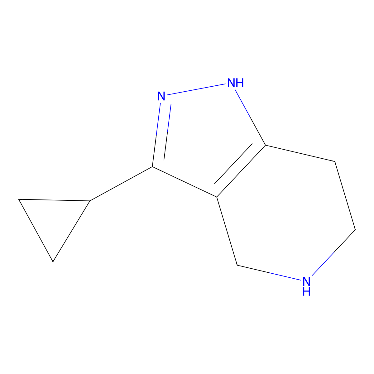 3-Cyclopropyl-4,5,6,7-tetrahydro-1H-pyrazolo[4,3-c]pyridine molecular structure, CAS 1177345-48-0