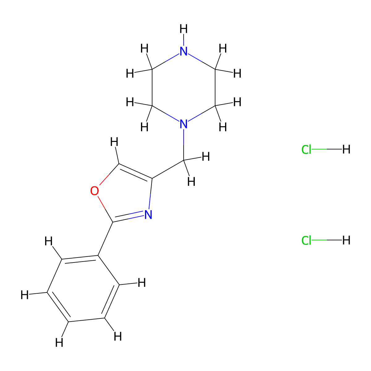 1-[(2-Phenyl-1,3-oxazol-4-yl)methyl]piperazine dihydrochloride molecular structure, CAS 1177346-18-7