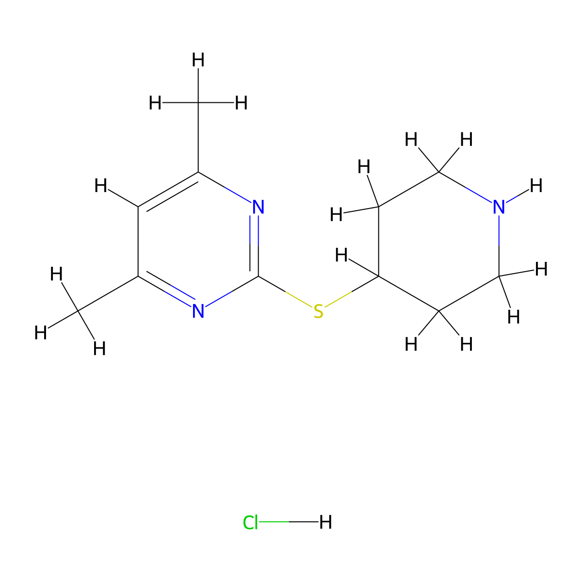 4,6-Dimethyl-2-(piperidin-4-ylthio)pyrimidine hydrochloride molecular structure, CAS 1177346-28-9