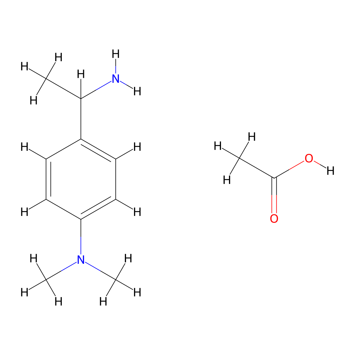 4-(1-aminoethyl)-N,N-dimethylaniline; acetic acid molecular structure, CAS 1177346-49-4