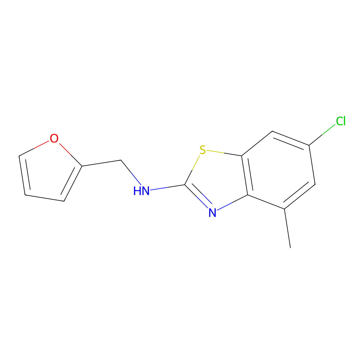 6-chloro-N-(2-furylmethyl)-4-methyl-1,3-benzothiazol-2-amine molecular structure, CAS 1177346-53-0
