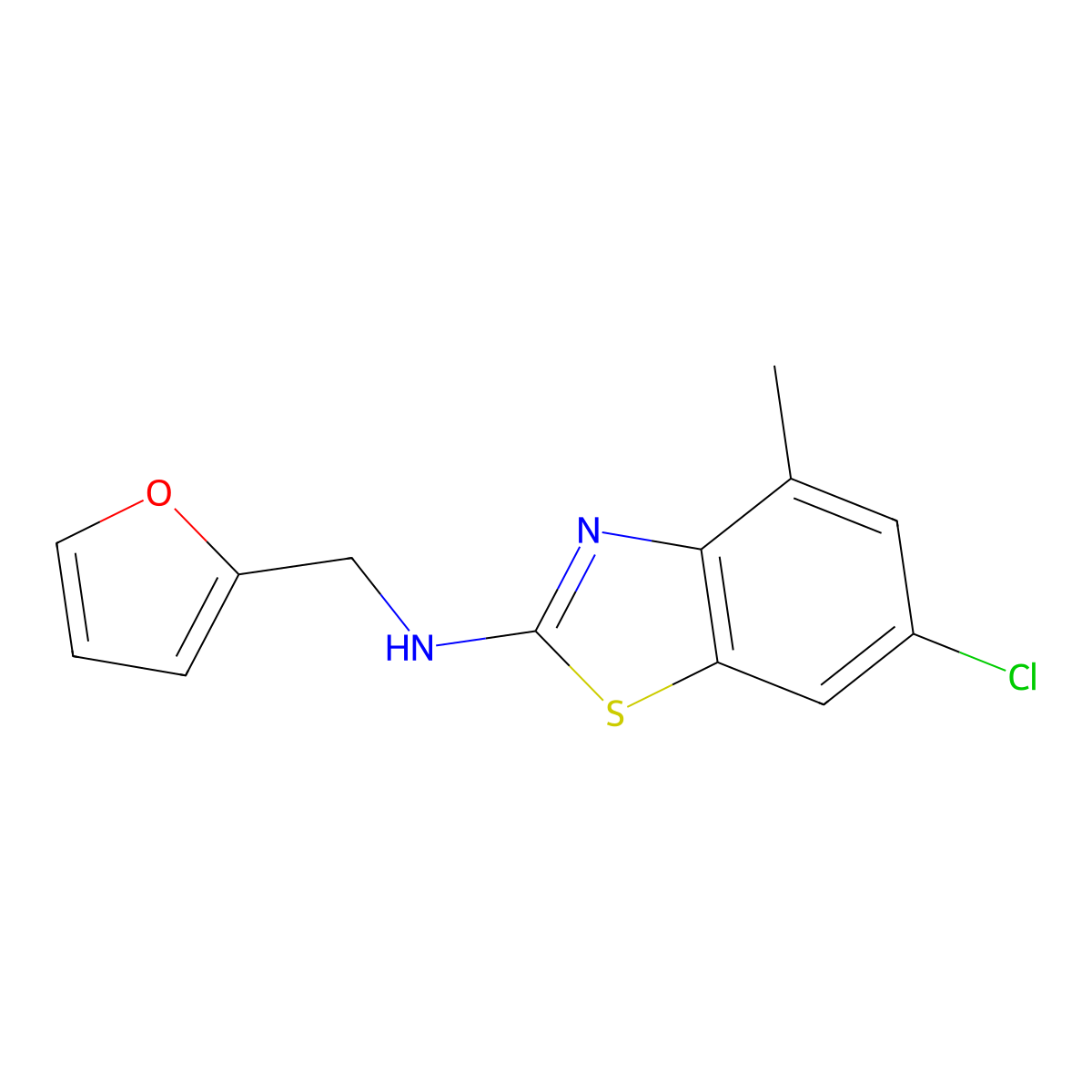 6-chloro-N-(2-furylmethyl)-4-methyl-1,3-benzothiazol-2-amine molecular structure, CAS 1177346-53-0