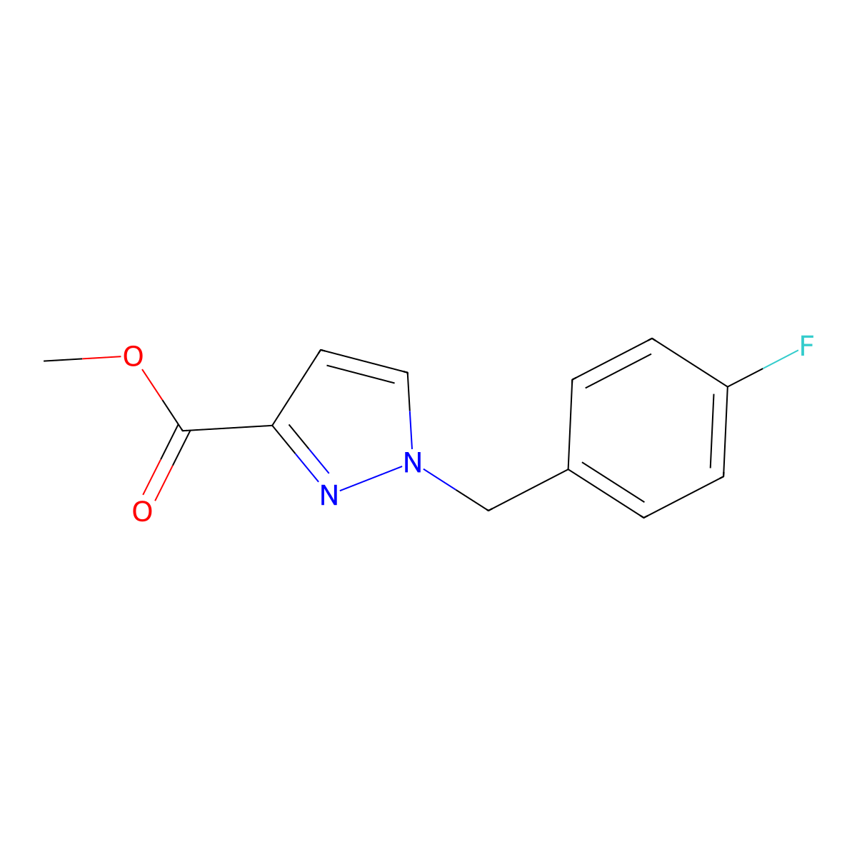 Methyl 1-(4-fluorobenzyl)-1H-pyrazole-3-carboxylate molecular structure, CAS 1177346-65-4
