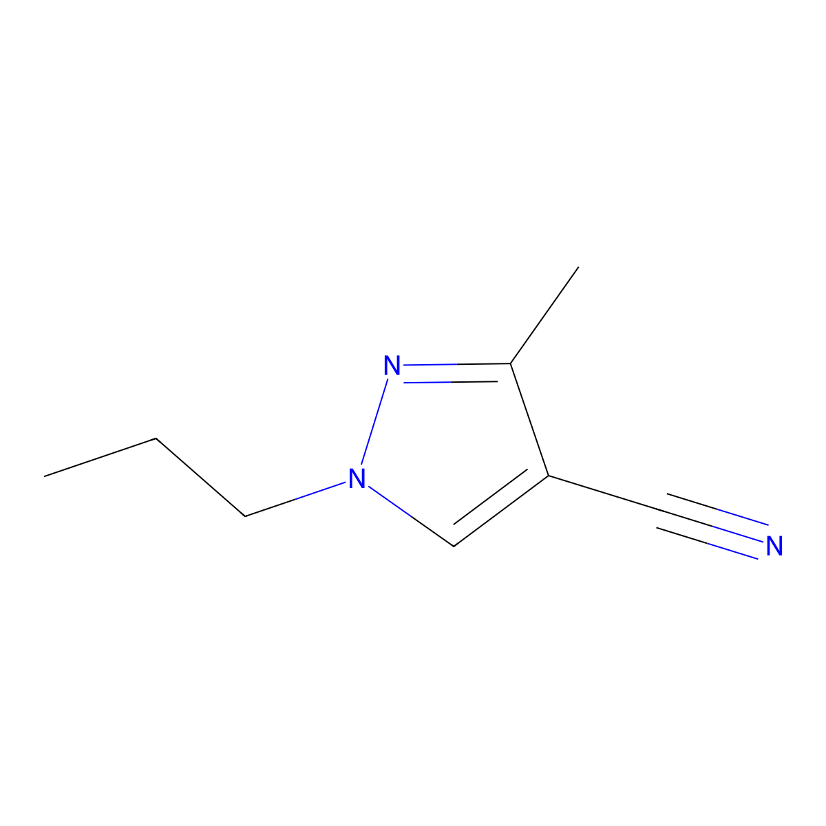 3-Methyl-1-propyl-1H-pyrazole-4-carbonitrile molecular structure, CAS 1177346-71-2