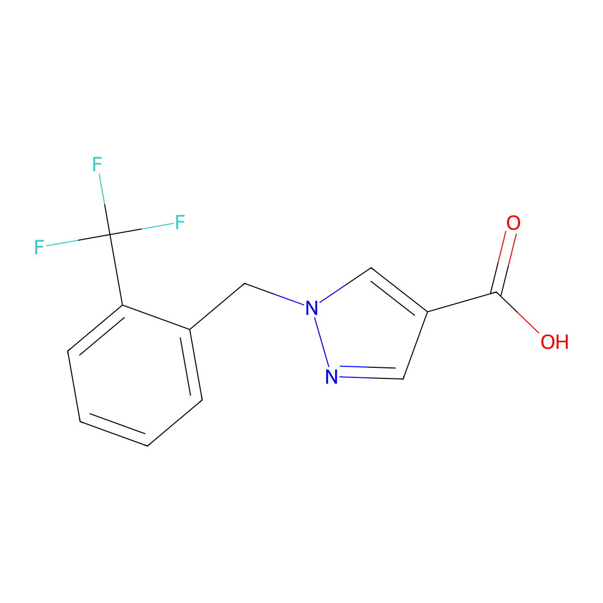 1-(2-Trifluoromethylbenzyl)-1H-pyrazole-4-carboxylic acid molecular structure, CAS 1177346-90-5