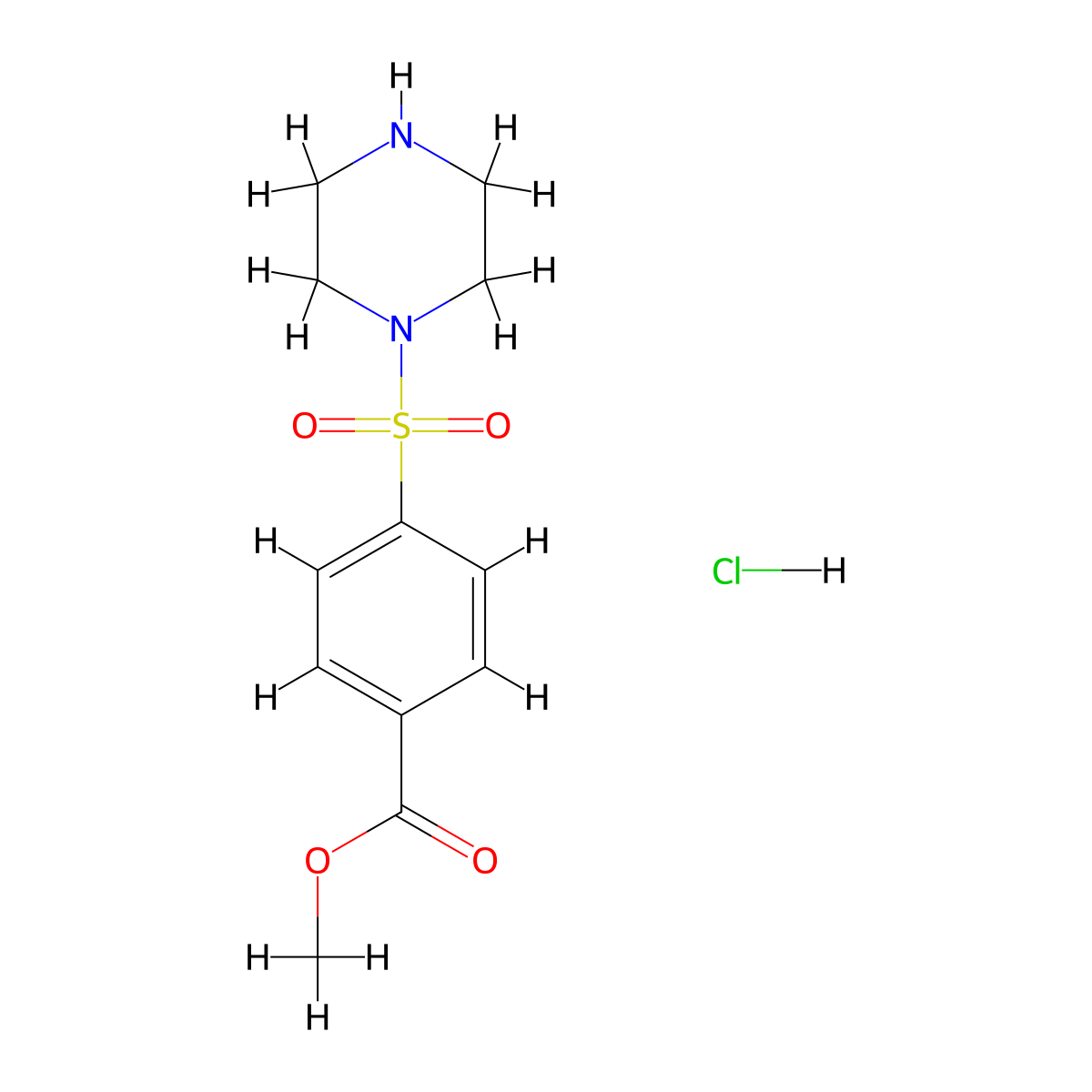 Methyl 4-(piperazin-1-ylsulfonyl)benzoate hydrochloride molecular structure, CAS 1177346-98-3