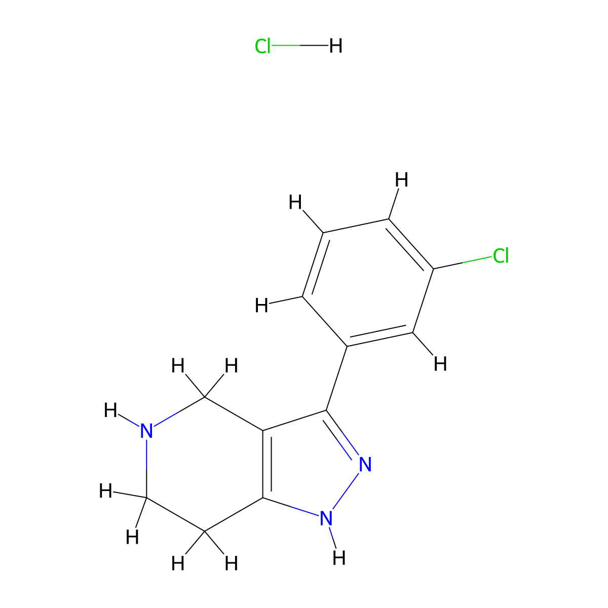 3-(3-chlorophenyl)-1H,4H,5H,6H,7H-pyrazolo[4,3-c]pyridine hydrochloride molecular structure, CAS 1177347-20-4