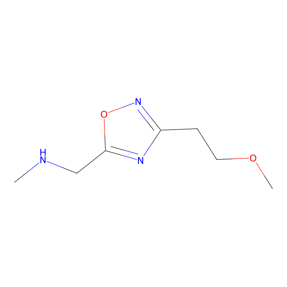 ((3-(2-Methoxyethyl)-1,2,4-oxadiazol-5-yl)methyl)(methyl)amine molecular structure, CAS 1177347-58-8