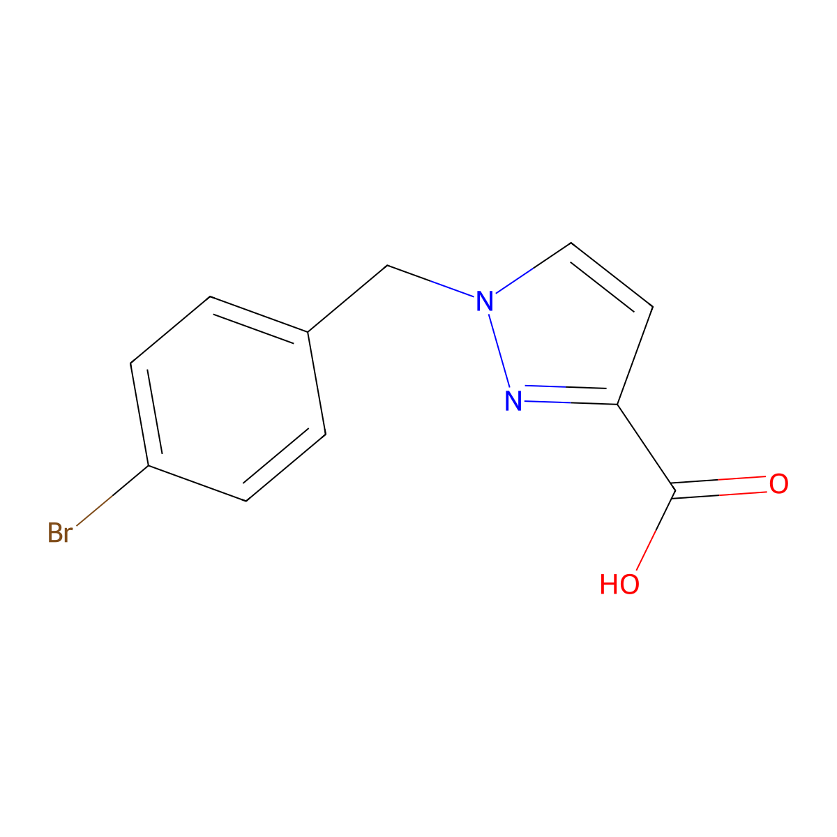 1-(4-Bromobenzyl)-1H-pyrazole-3-carboxylic acid molecular structure, CAS 1177347-59-9