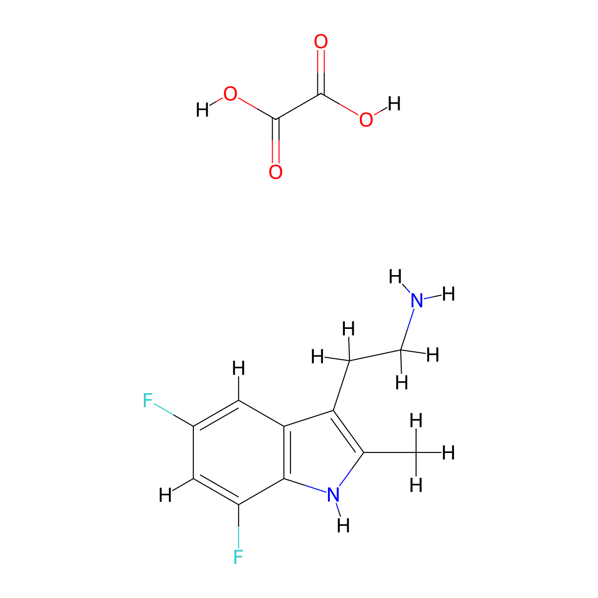 2-(5,7-Difluoro-2-methyl-1H-indol-3-yl)ethanamine oxalate molecular structure, CAS 1177347-63-5