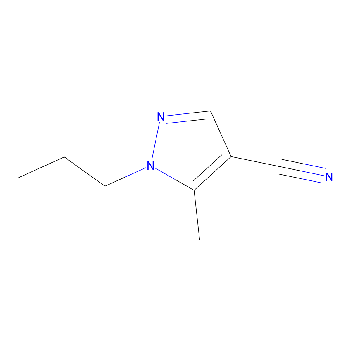5-Methyl-1-propyl-1H-pyrazole-4-carbonitrile molecular structure, CAS 1177347-82-8