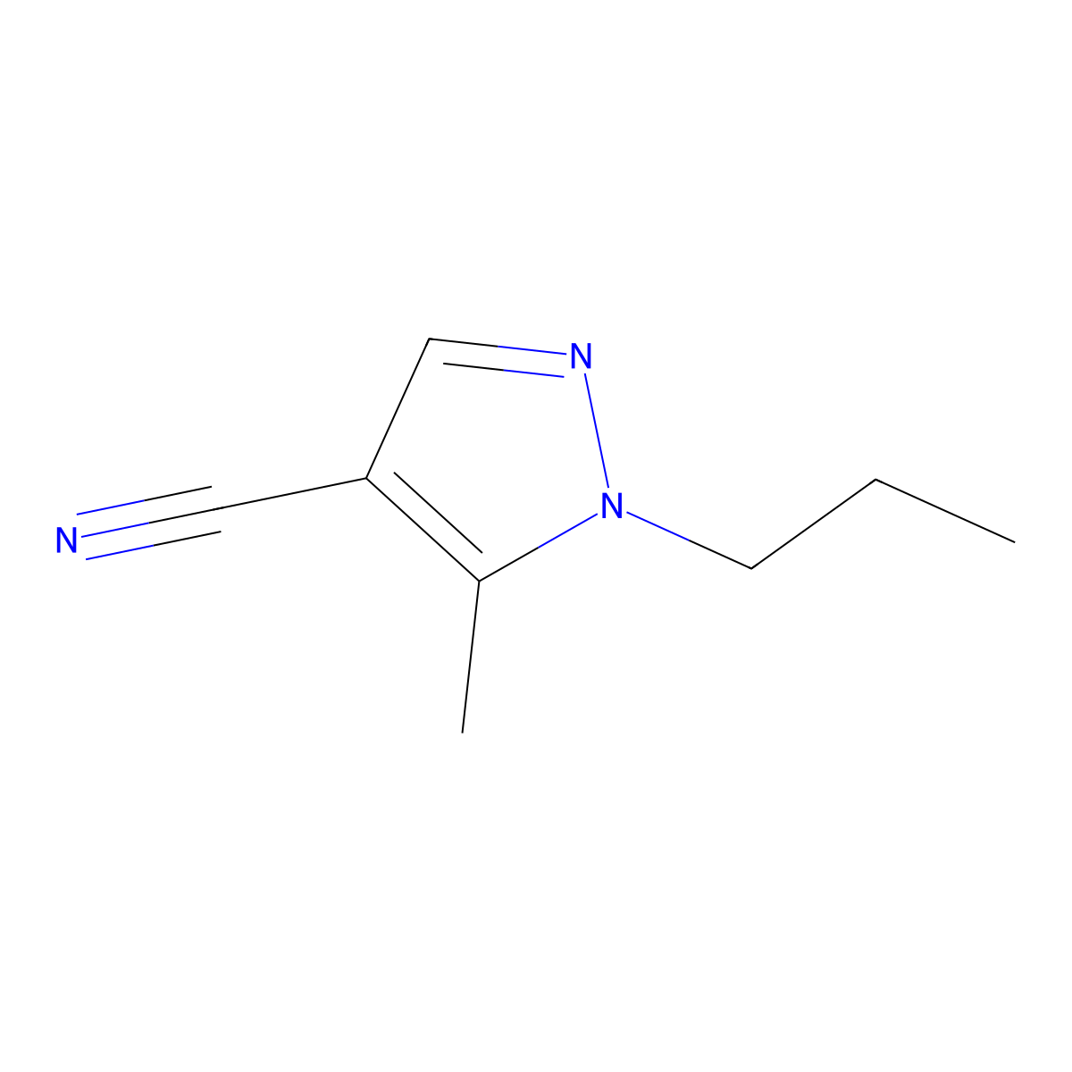 5-Methyl-1-propyl-1H-pyrazole-4-carbonitrile molecular structure, CAS 1177347-82-8